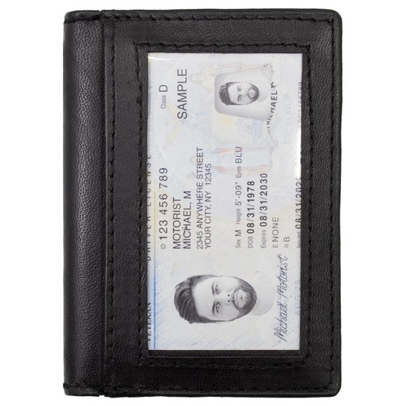 Genuine Leather Men Credit Card Case,ID holder with Black Color - Picture 6 of 10